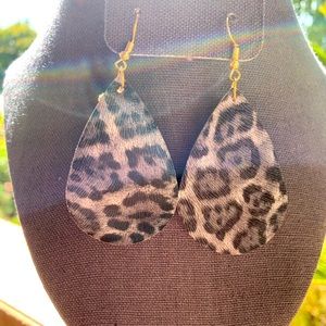 Black and white leopard earrings